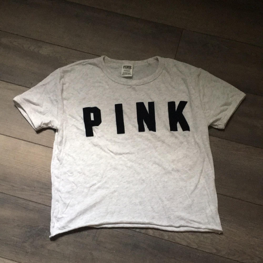 PINK cream cropped tee